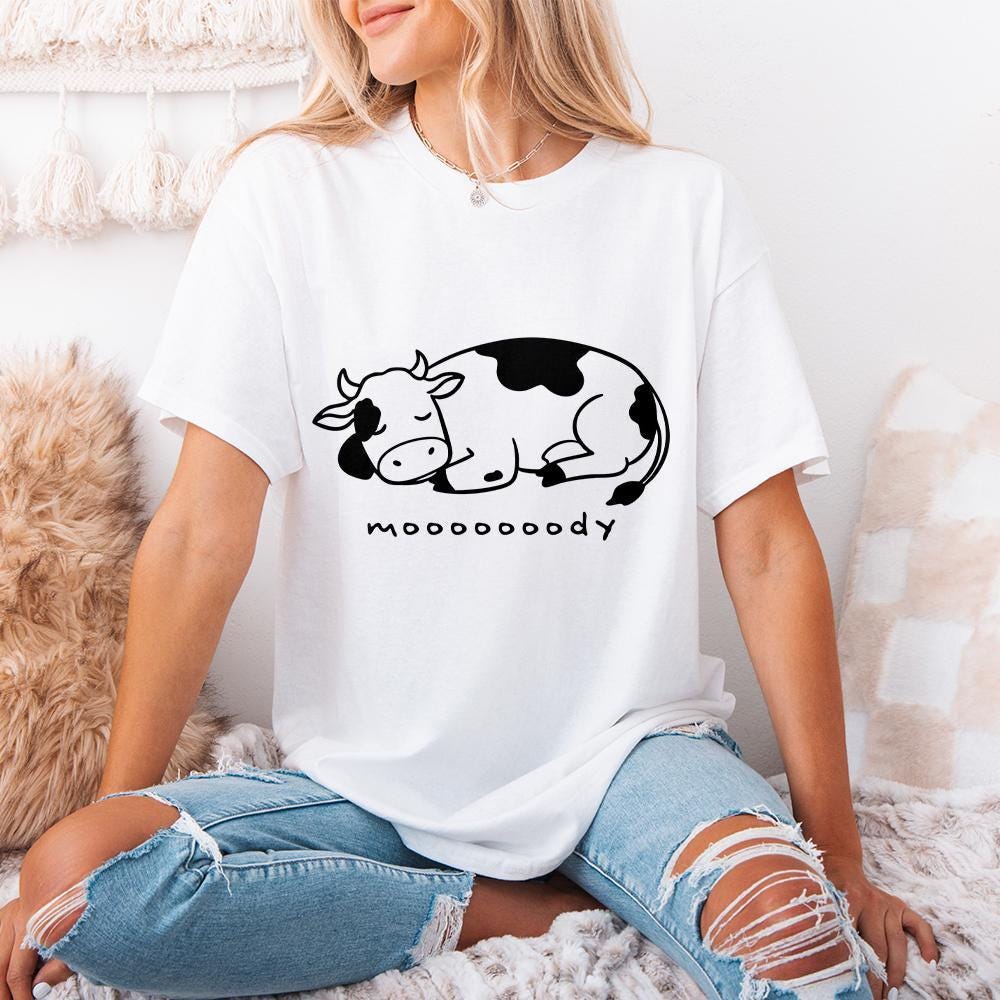 Moody Cow png, Sleepy Cow PNG - 300 DPI Design for T-Shirt