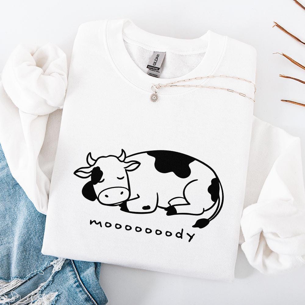 Moody Cow png, Sleepy Cow PNG - 300 DPI Design for T-Shirt