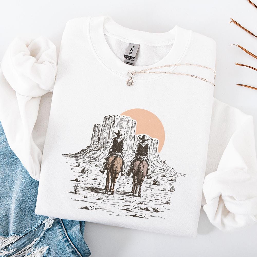 Trendy Western PNG Digital Download, Cowboy Desert Illustration - 300 DPI