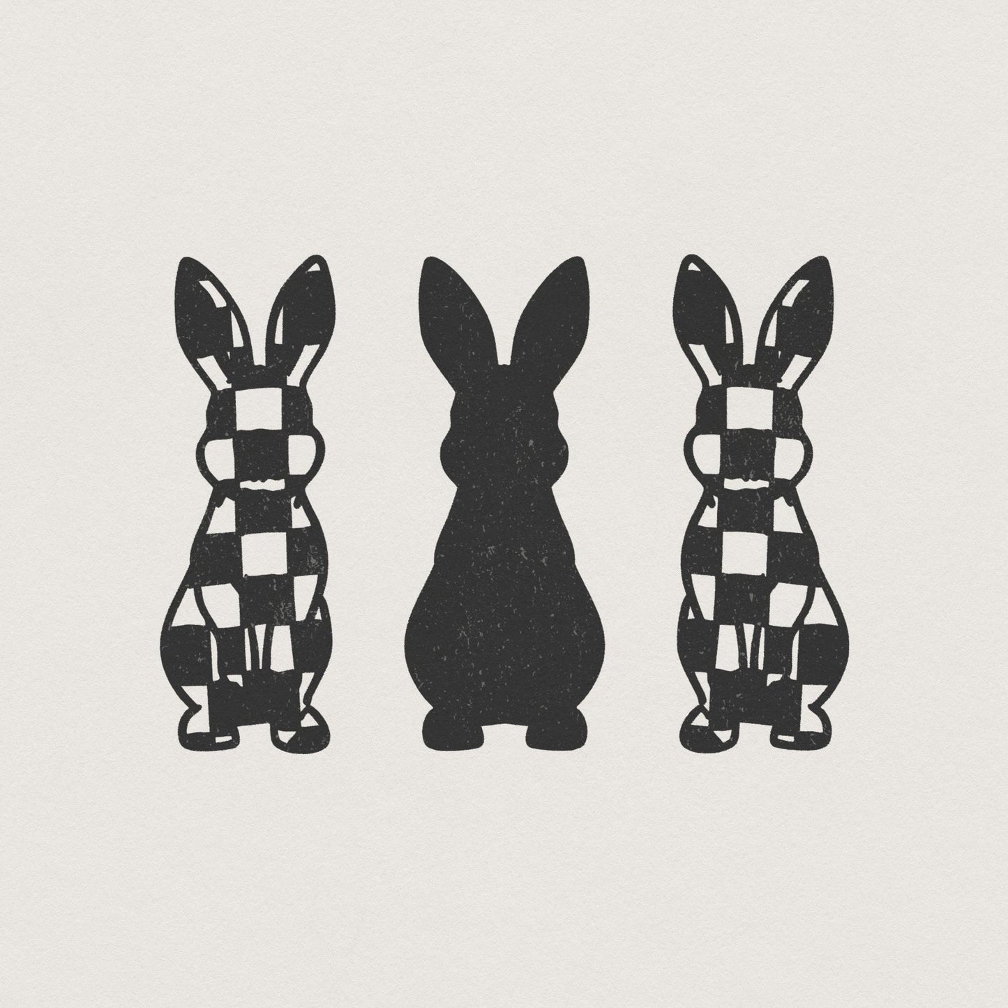 Checkered Grunge Easter Bunnies PNG, Distressed Sublimation File - 300