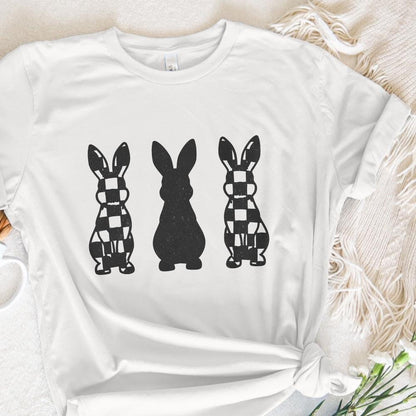 Checkered Grunge Easter Bunnies PNG, Distressed Sublimation File - 300