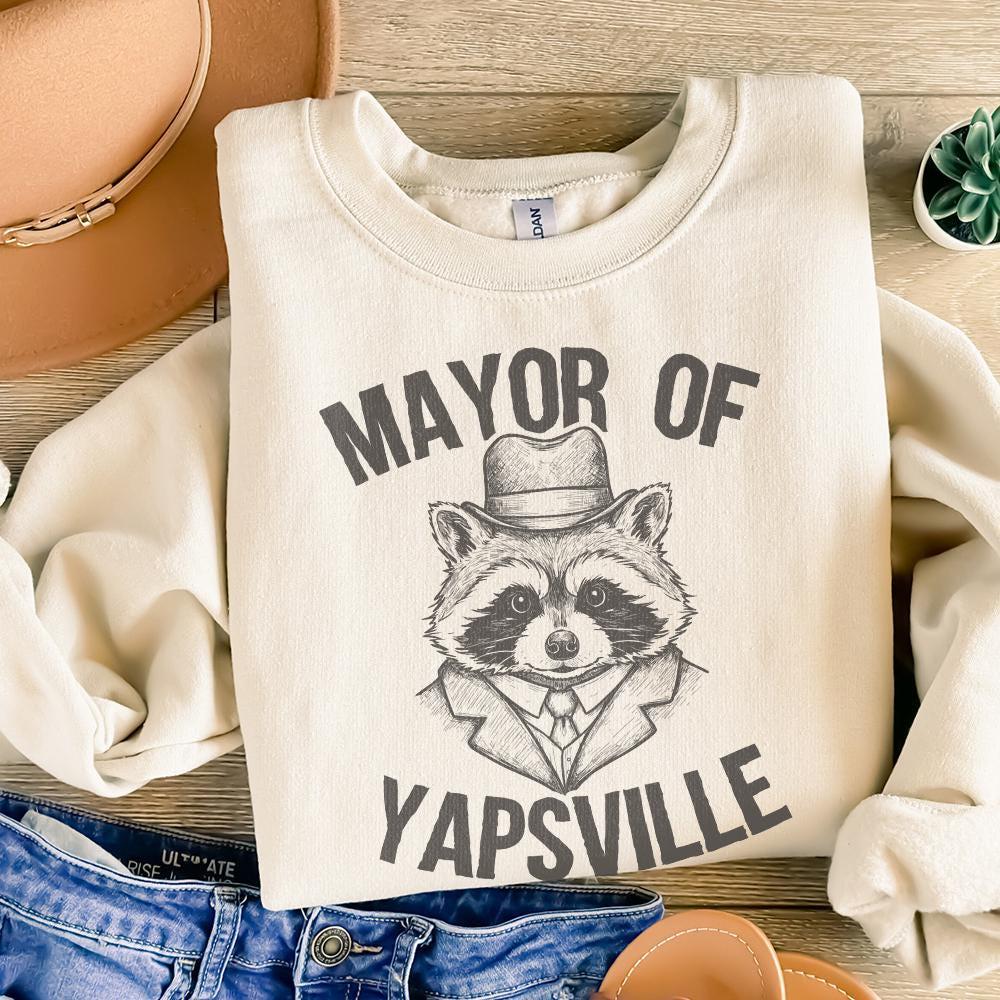 Mayor Of Yapsville PNG, Vintage Raccoon Funny Quote - 300 DPI Design for