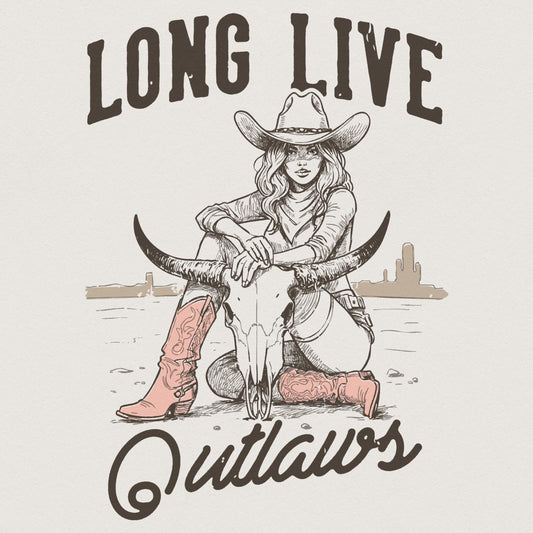 Long Live Cowgirls Western PNG, Trendy Western Digital Download - 300 DPI