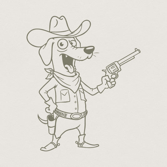 Cowboy Dog PNG, Western Dog Illustration - 300 DPI Design for T-Shirt