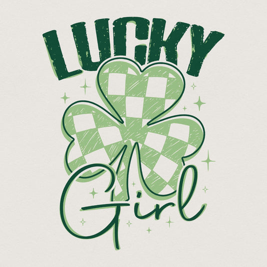 Lucky Girl PNG, St Patrick's Day Western - 300 DPI Design for T-Shirt