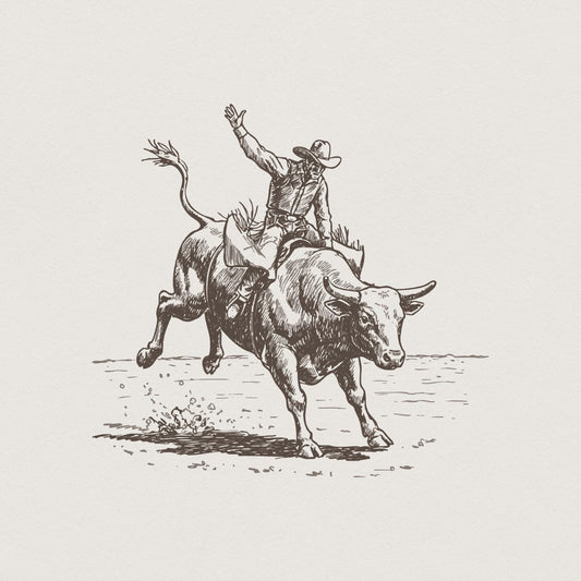 Western Rodeo PNG, Cowboy Bull Rider - 300 DPI Design for T-Shirt