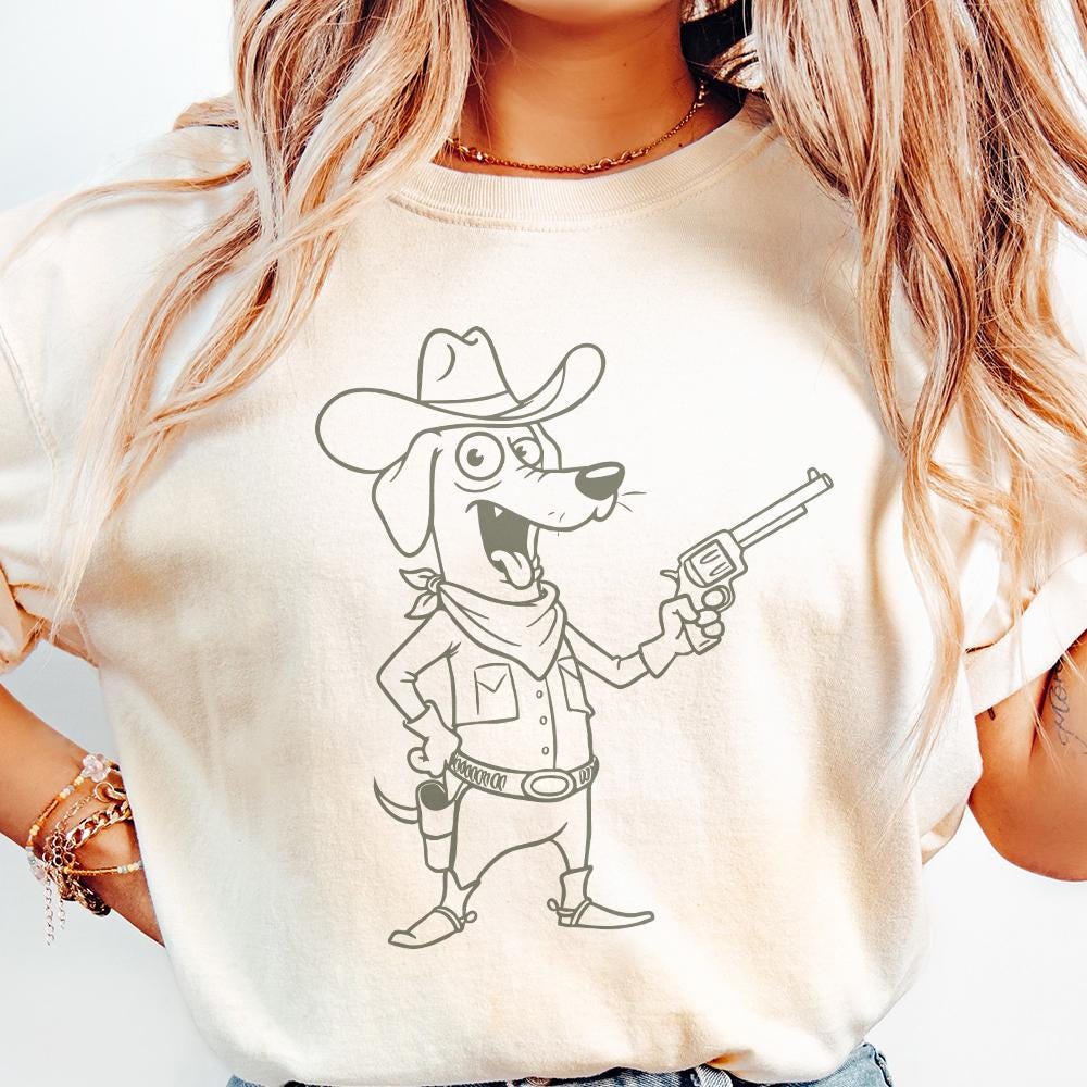 Cowboy Dog PNG, Western Dog Illustration - 300 DPI Design for T-Shirt