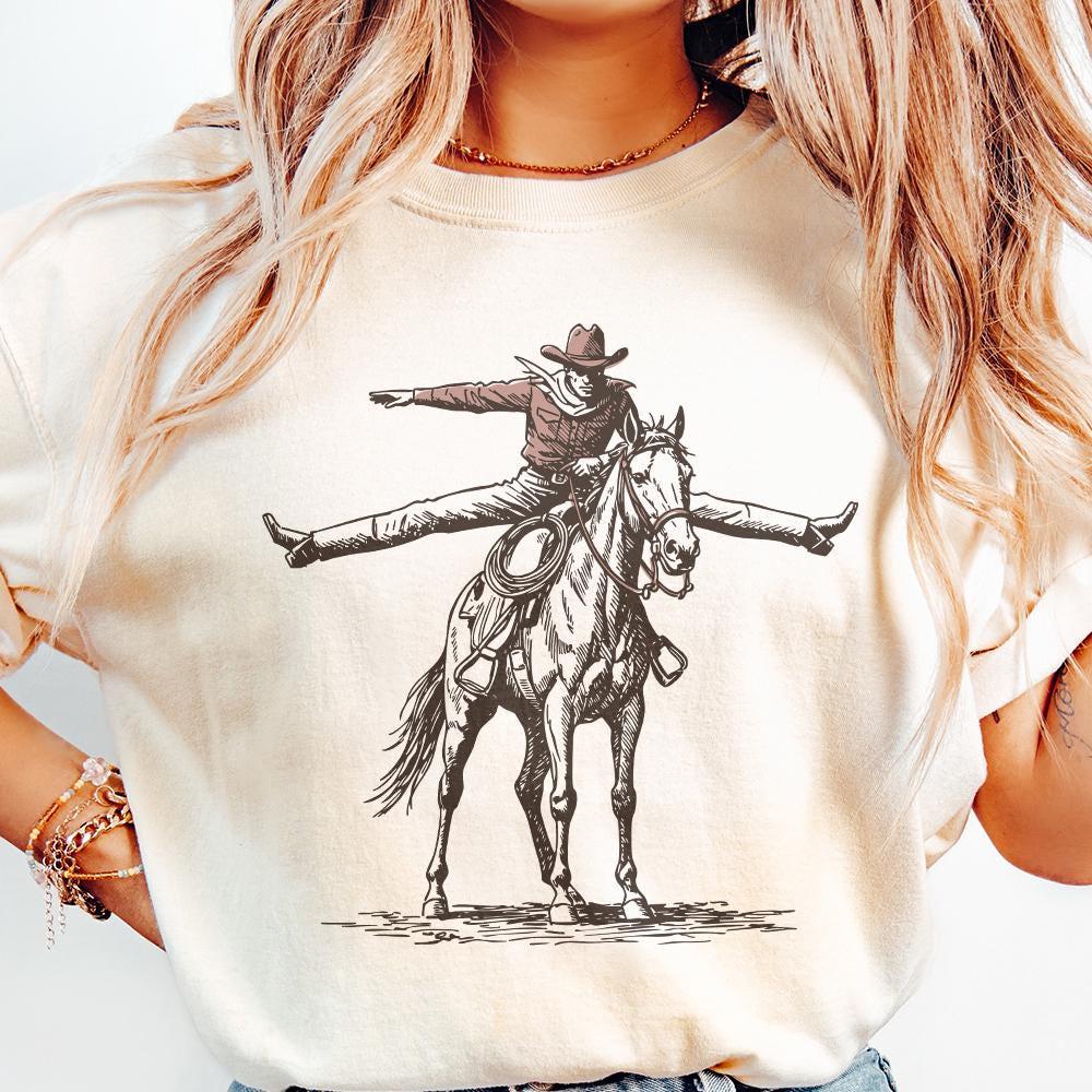 Wild Horse Cowboy Graphics PNG, Retro Western Sublimation - 300 DPI