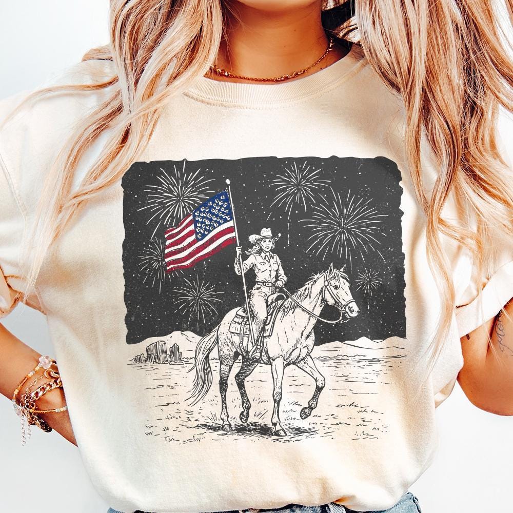 Retro Cowgirl PNG, Trendy Shirt Design - 300 DPI Design for T-Shirt