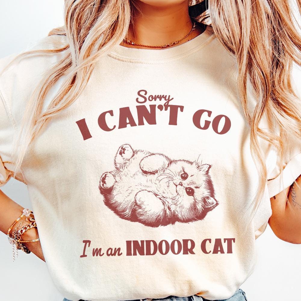 Funny Indoor Cat PNG with Humorous Quote for Cat Lovers Crazy Cat Lady