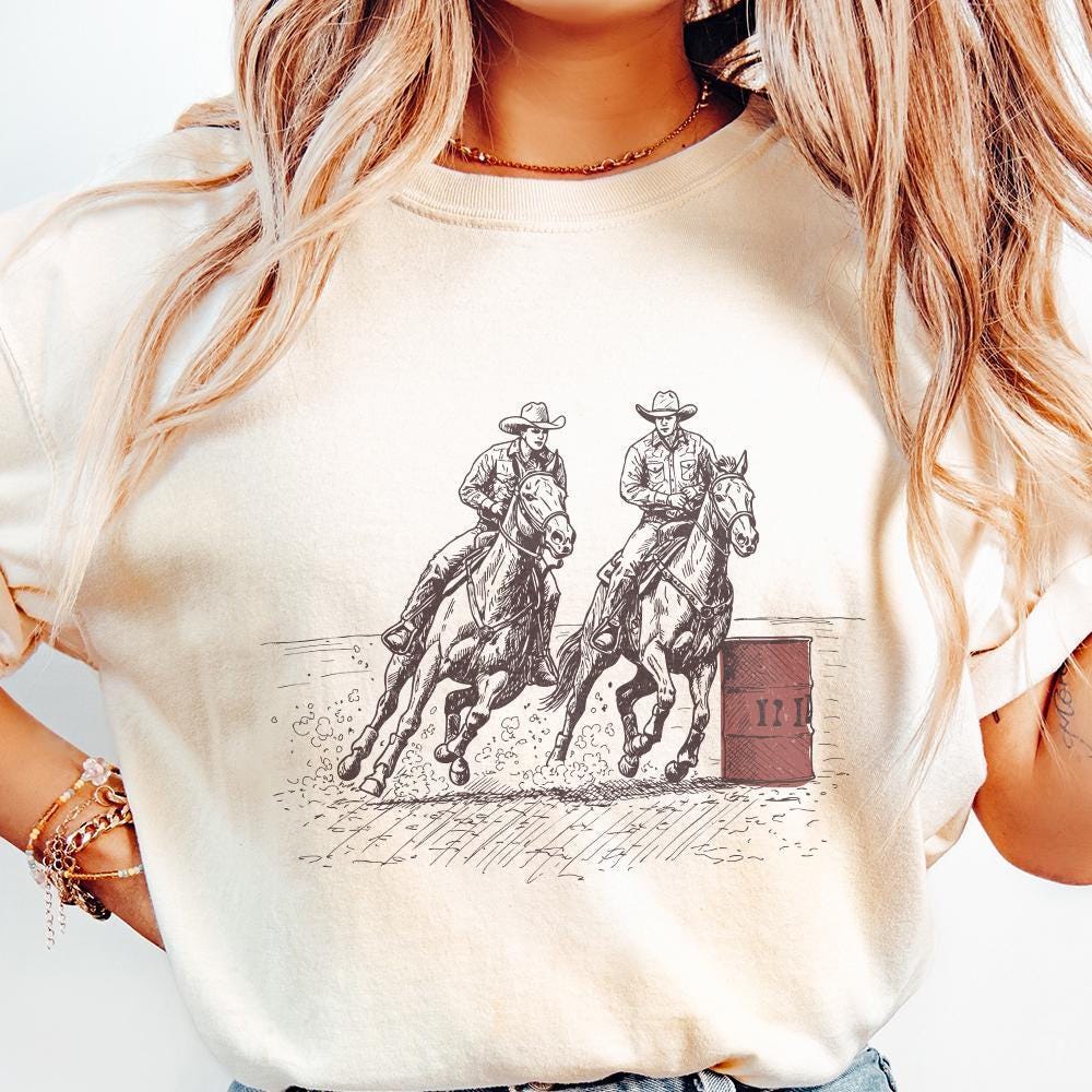 Cowgirl Barrel Racing PNG, Western Graphics - 300 DPI Design for T-Shirt