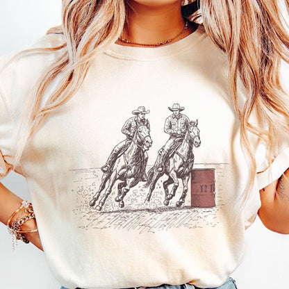Cowgirl Barrel Racing PNG, Western Graphics - 300 DPI Design for T-Shirt