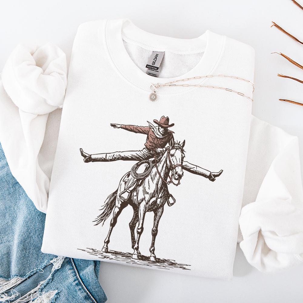 Wild Horse Cowboy Graphics PNG, Retro Western Sublimation - 300 DPI