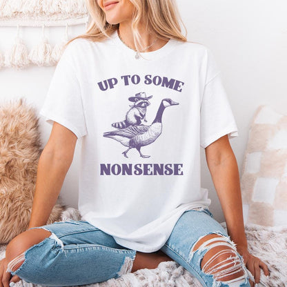 Up to Some Nonsense Raccoon PNG Funny Animal PNG Vintage Animal Quote