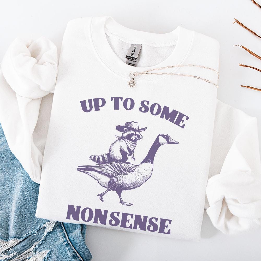 Up to Some Nonsense Raccoon PNG Funny Animal PNG Vintage Animal Quote