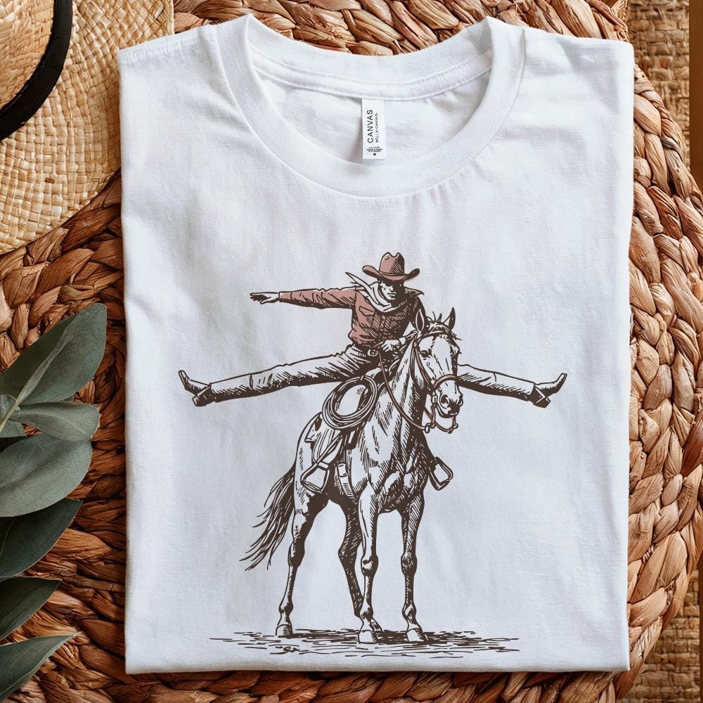 Wild Horse Cowboy Graphics PNG, Retro Western Sublimation - 300 DPI
