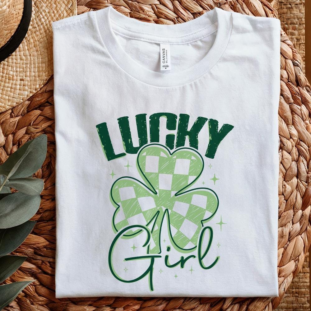 Lucky Girl PNG, St Patrick's Day Western - 300 DPI Design for T-Shirt