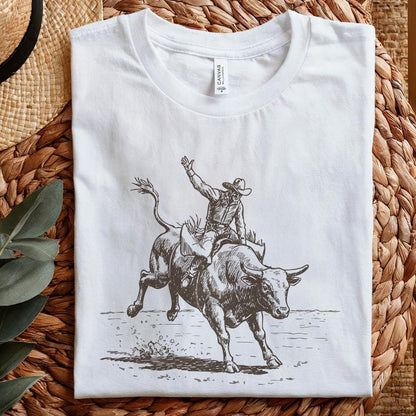 Western Rodeo PNG, Cowboy Bull Rider - 300 DPI Design for T-Shirt