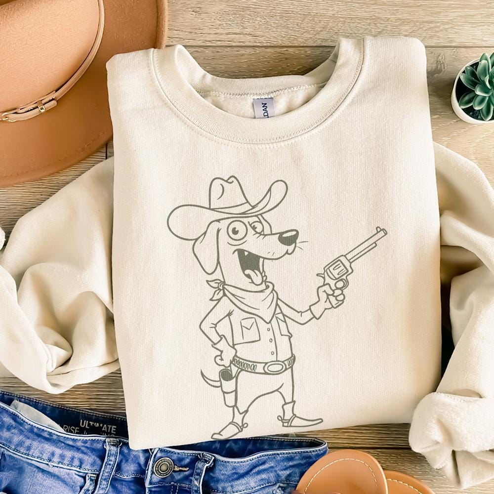 Cowboy Dog PNG, Western Dog Illustration - 300 DPI Design for T-Shirt
