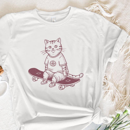 Cat Skateboard png, Skateboarding Cat PNG - 300 DPI Design for T-Shirt