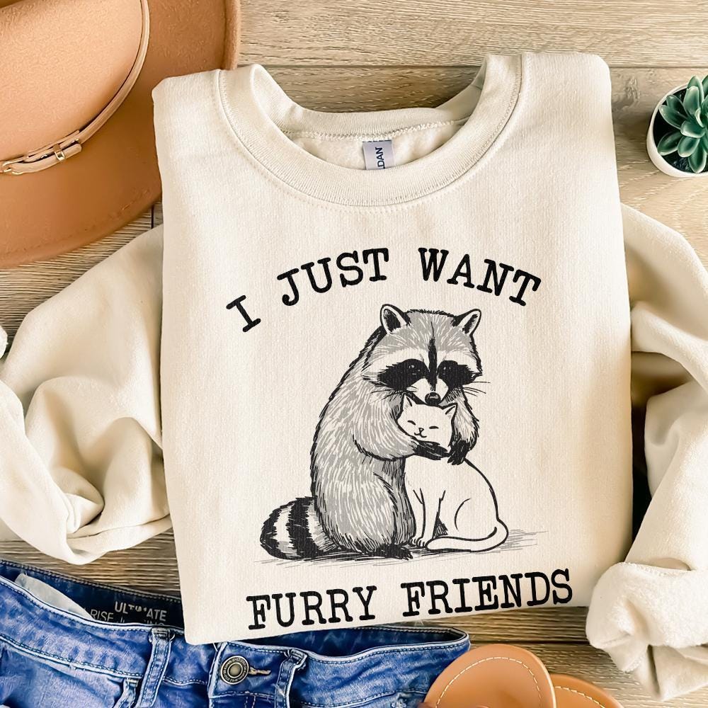 I just want Furry Friends PNG, Retro Vintage Design - 300 DPI Design for
