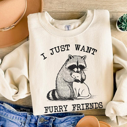 I just want Furry Friends PNG, Retro Vintage Design - 300 DPI Design for