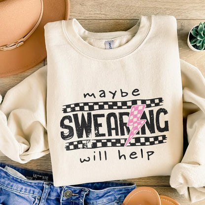 Maybe Swearing Will Help Sassy Funny Mom Quotes PNG Sarcastic Humor for