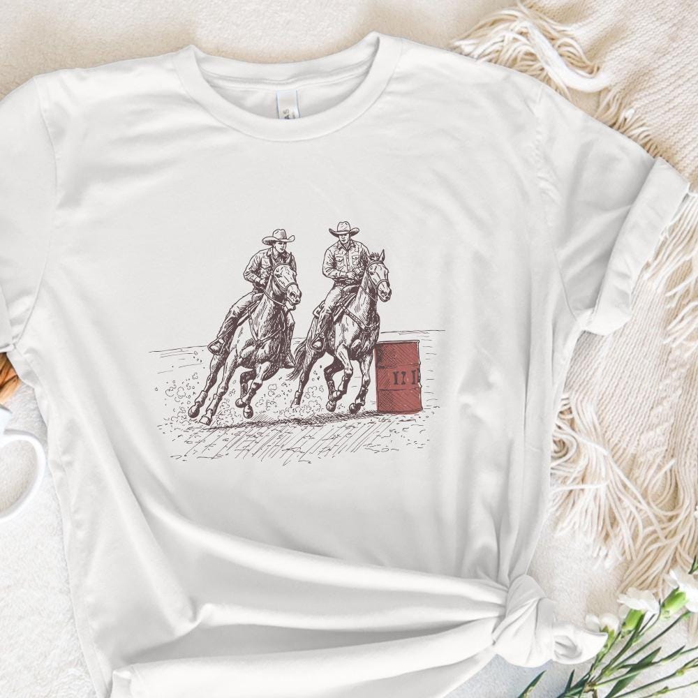 Cowgirl Barrel Racing PNG, Western Graphics - 300 DPI Design for T-Shirt