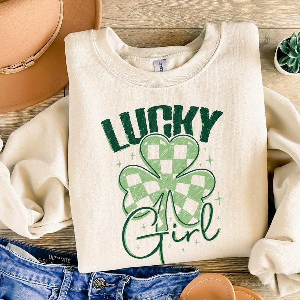 Lucky Girl PNG, St Patrick's Day Western - 300 DPI Design for T-Shirt