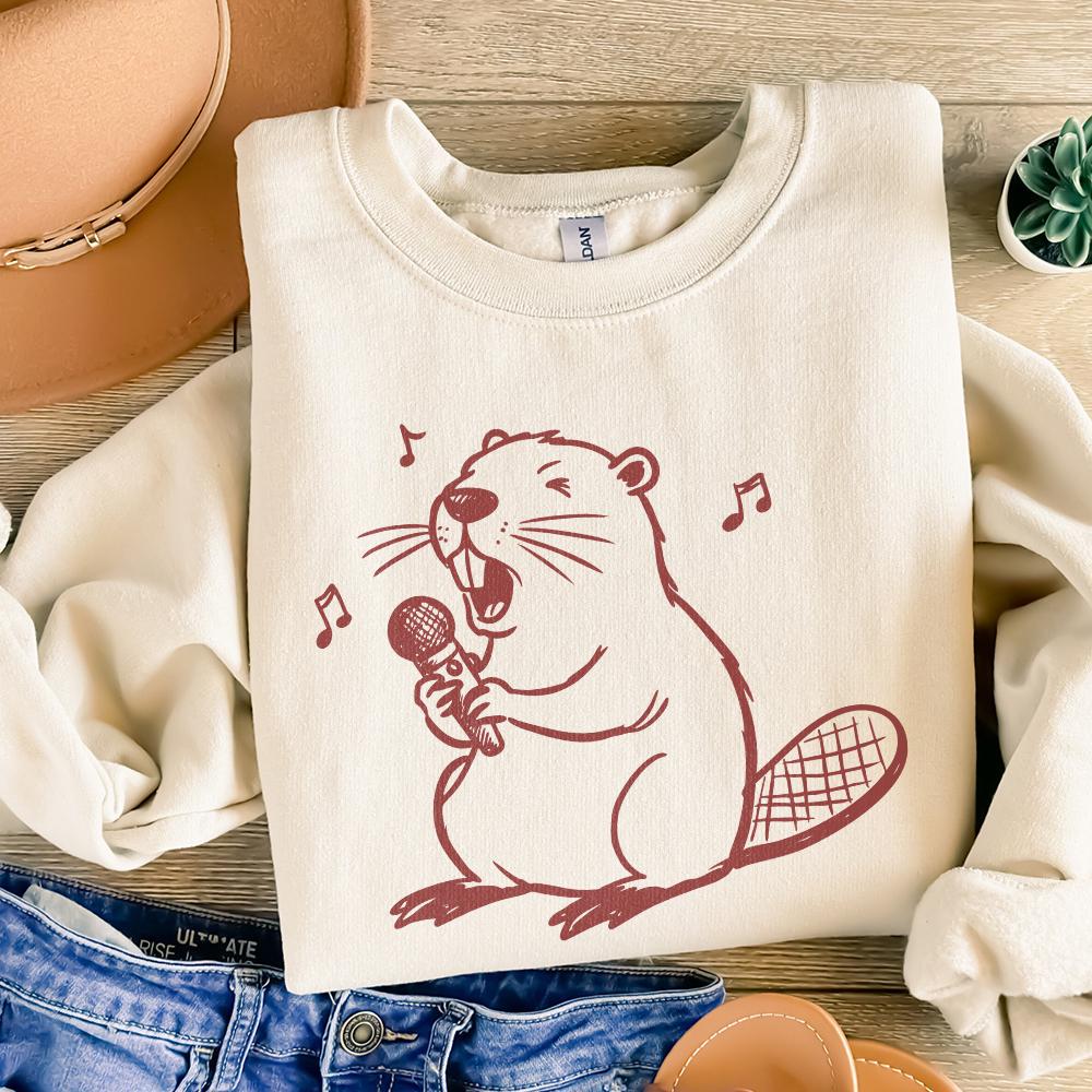 Beaver PNG, Singing Beaver png Clipart - 300 DPI Design for T-Shirt