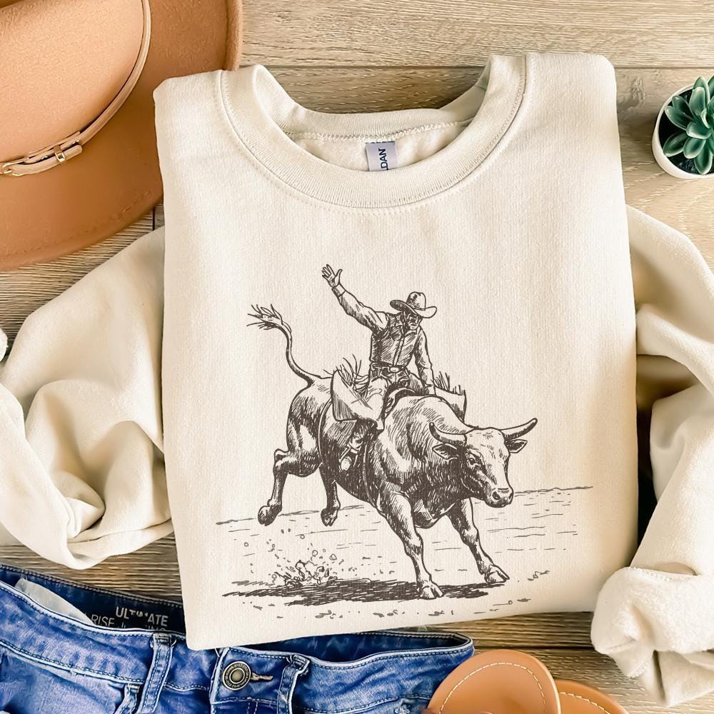Western Rodeo PNG, Cowboy Bull Rider - 300 DPI Design for T-Shirt