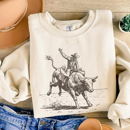 Western Rodeo PNG, Cowboy Bull Rider - 300 DPI Design for T-Shirt