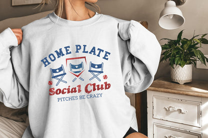 Glitter Home Plate Social Club PNG, Baseball Mom Sublimation PNG - 300