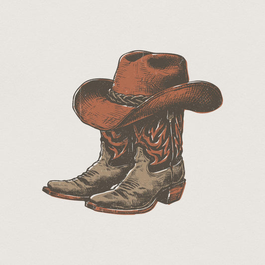 Cowgirl Boots Png, Trendy Western Sublimation Design - 300 DPI Design for