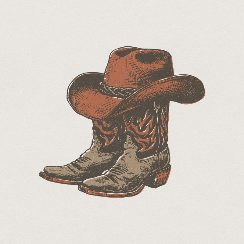 Cowgirl Boots Png, Trendy Western Sublimation Design - 300 DPI Design for