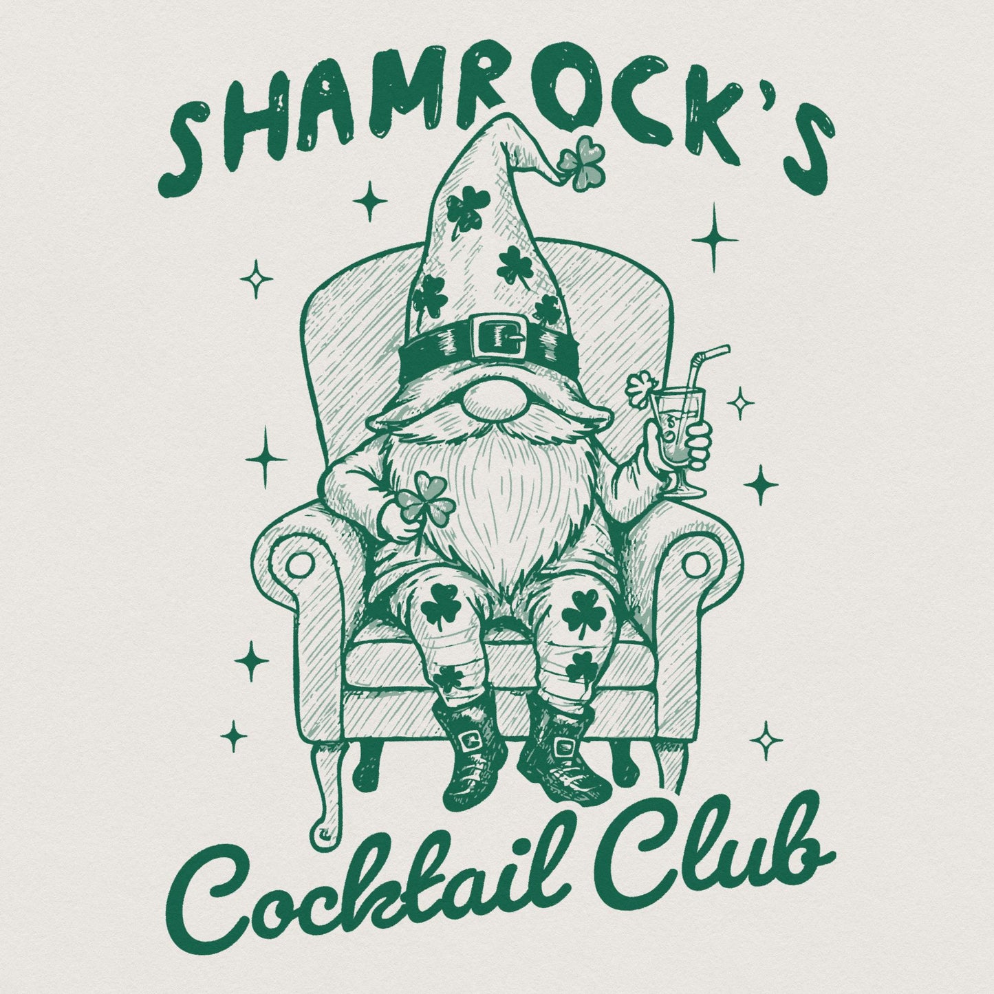 Shamrock Cocktail Club PNG, Retro St Patrick's Day - 300 DPI Design for