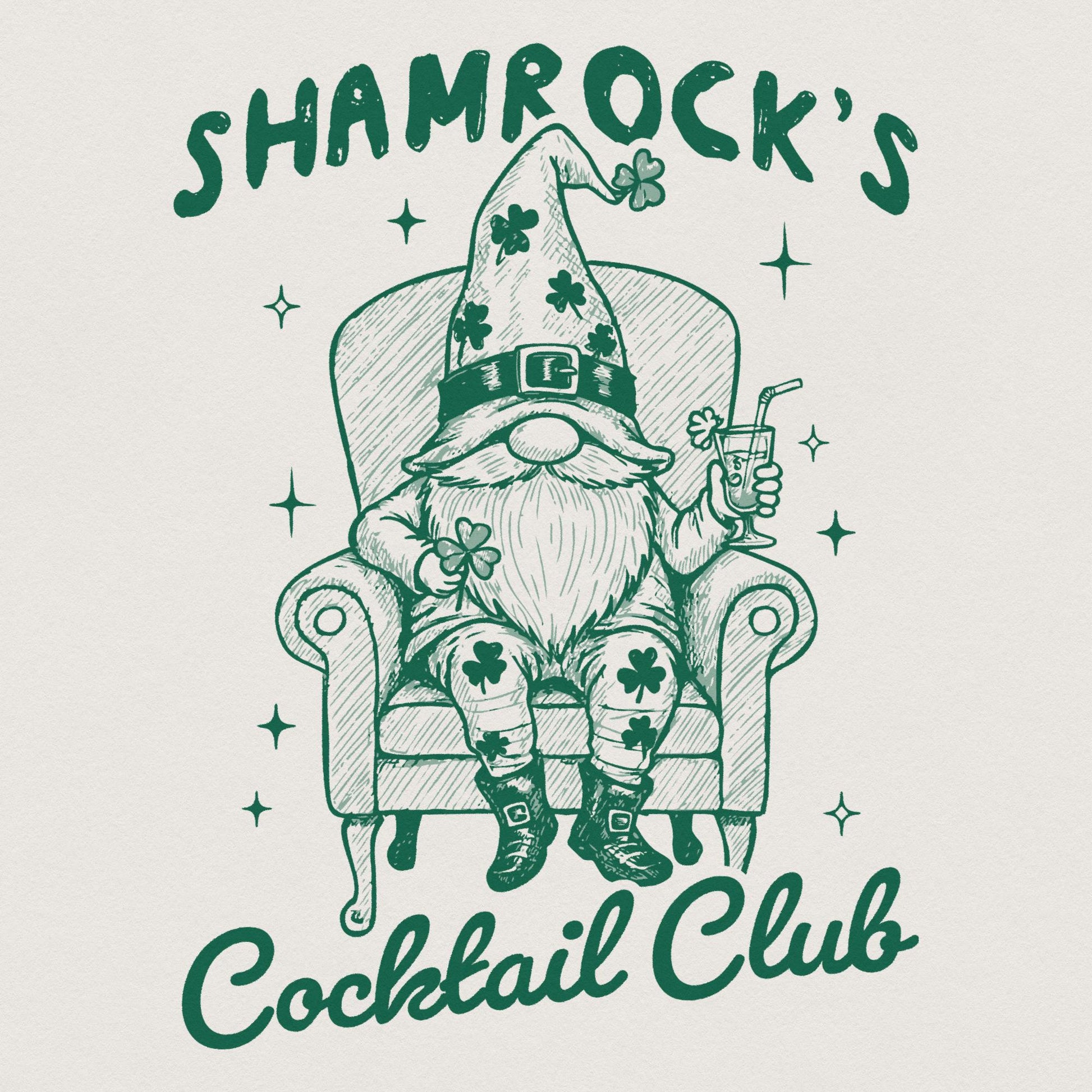 Shamrock Cocktail Club PNG, Retro St Patrick's Day - 300 DPI Design for