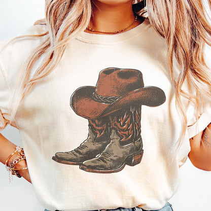 Cowgirl Boots Png, Trendy Western Sublimation Design - 300 DPI Design for