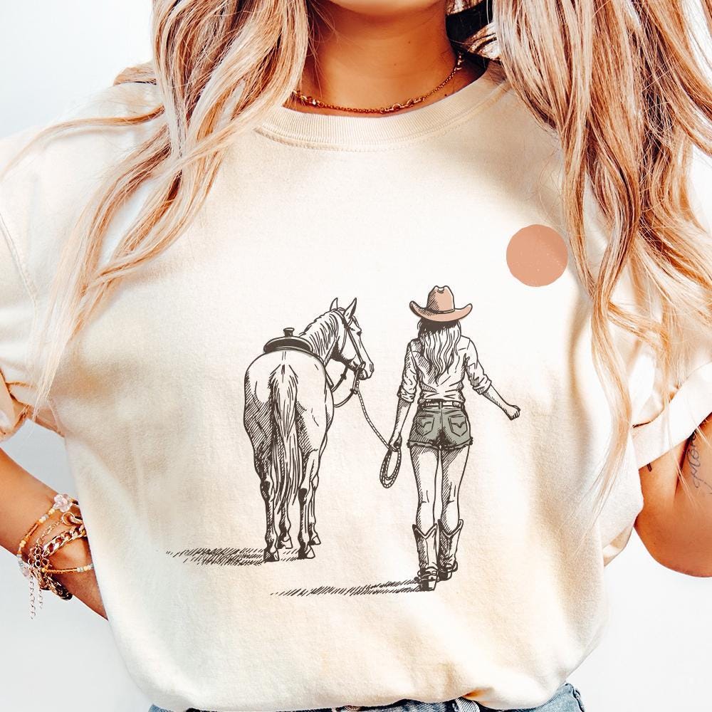 Retro Cowgirl png, Wild West Decor - 300 DPI Design for T-Shirt