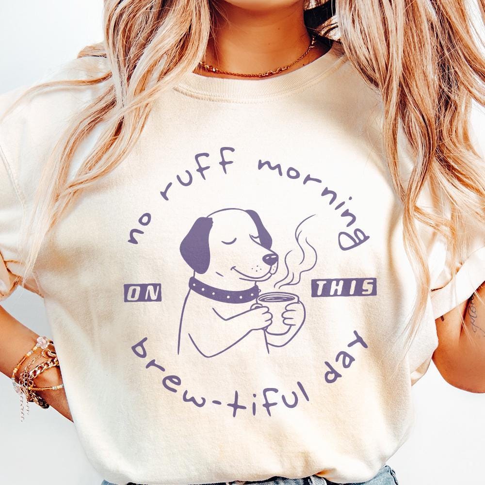 No Ruff morning Coffee png, Retro Illustration - 300 DPI Design for T-Shirt