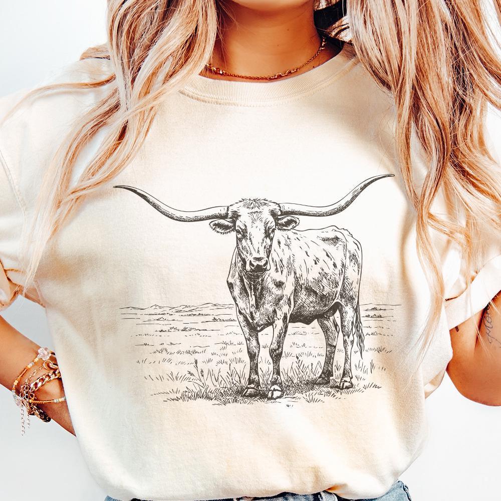 Texas Longhorn, Western PNG - 300 DPI Design for T-Shirt