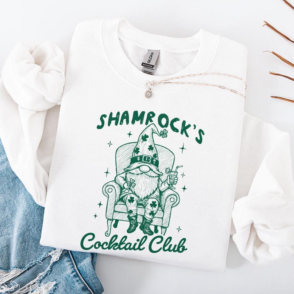Shamrock Cocktail Club PNG, Retro St Patrick's Day - 300 DPI Design for