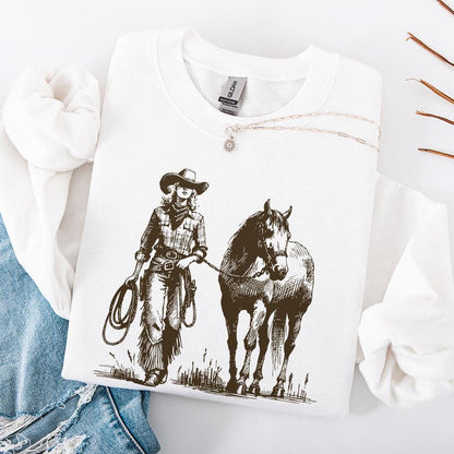 Cowgirl PNG, Western Desert Scene - 300 DPI Design for T-Shirt