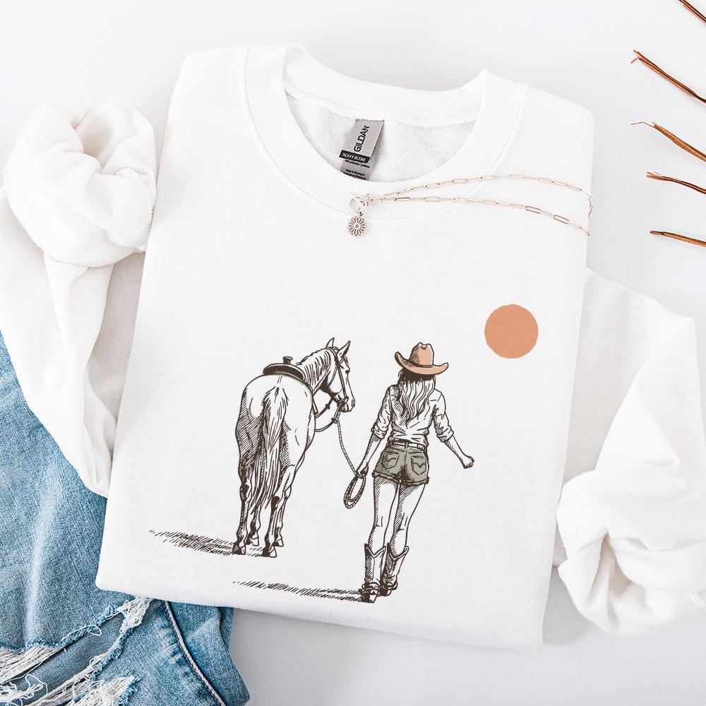 Retro Cowgirl png, Wild West Decor - 300 DPI Design for T-Shirt