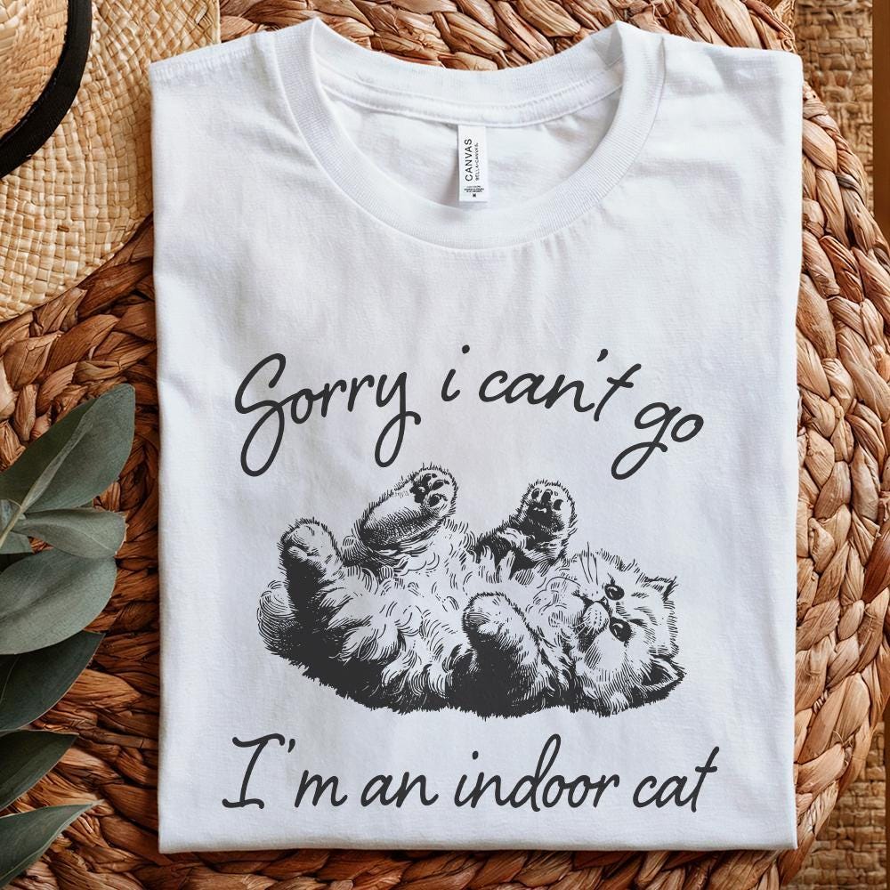 Indoor Cat PNG, Funny Cat Digital - 300 DPI Design for T-Shirt