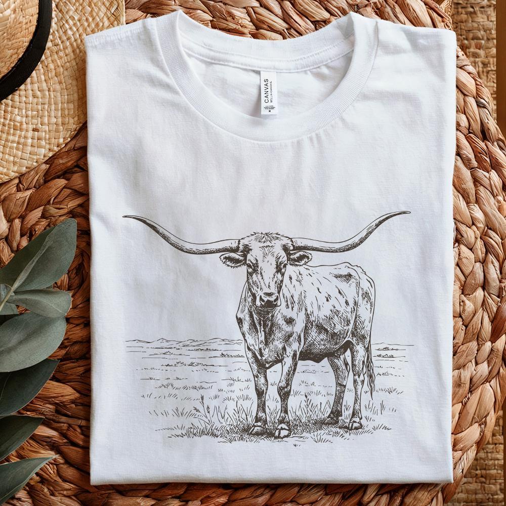 Texas Longhorn, Western PNG - 300 DPI Design for T-Shirt