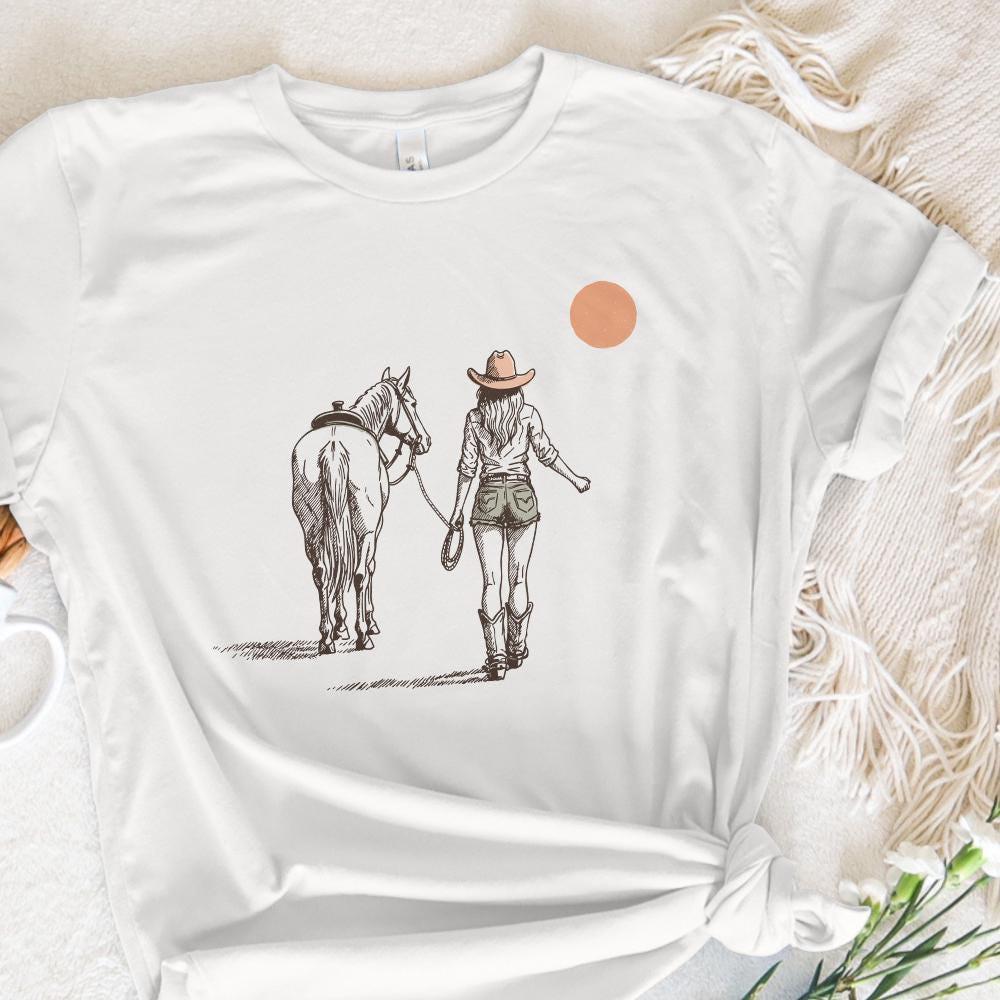 Retro Cowgirl png, Wild West Decor - 300 DPI Design for T-Shirt