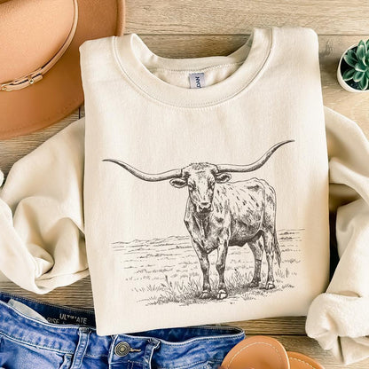 Texas Longhorn, Western PNG - 300 DPI Design for T-Shirt