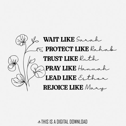 Women of the Bible png, Boho Christian png - 300 DPI Design for T-Shirt