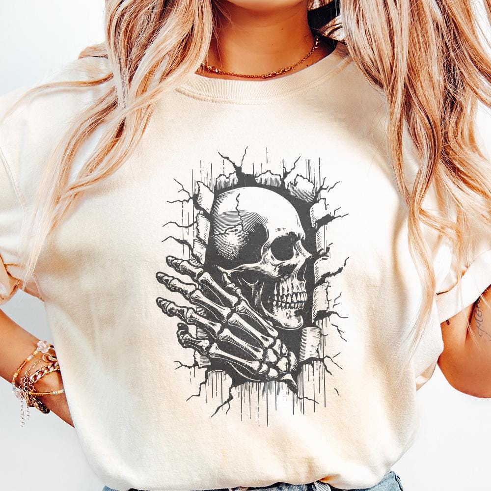 Skull In The Wall PNG, Skeleton png - 300 DPI Design for T-Shirt
